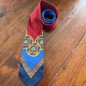 Vintage‎ Gianni Versace Silk Men's Italian Tie Red & Blue Patterned